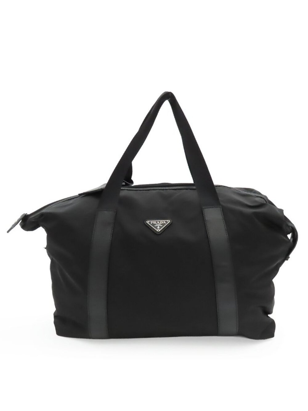 Prada Boston Bag Black Tessuto Triangle Logo